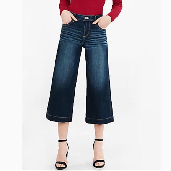 HOST PICK! 🎉EXPRESS Culotte Denim Jeans Hi-Rise Size 00 - Picture 2 of 10